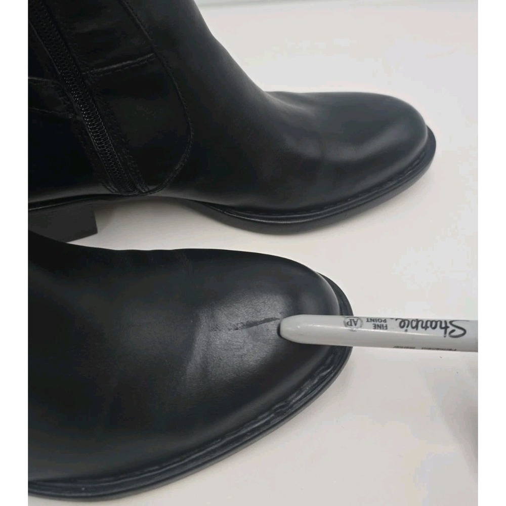 NWT Born Crown Womens Black Leather Knee High Equestrian Quiet Luxury Boots 8.5M - Picture 8 of 11